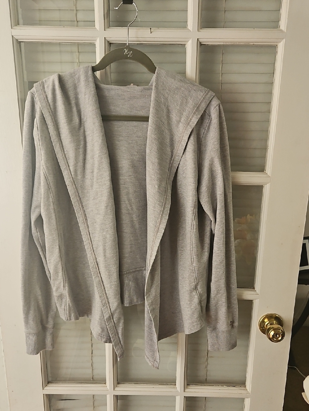 CALIA by Carrie Underwood Light Gray Knit Hoodie Drape Top. Sz XL